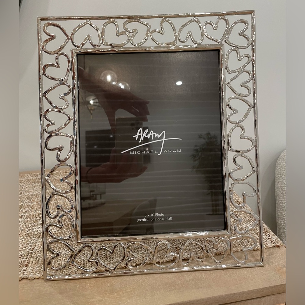 Michael Aram 8”x10” Hearts Silver Photo Frame. New never used